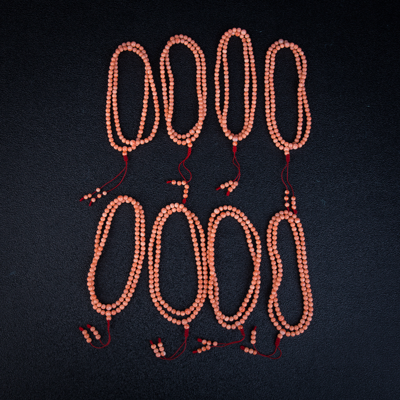 4.8mm深水粉色珊瑚三圈手串-红掌柜