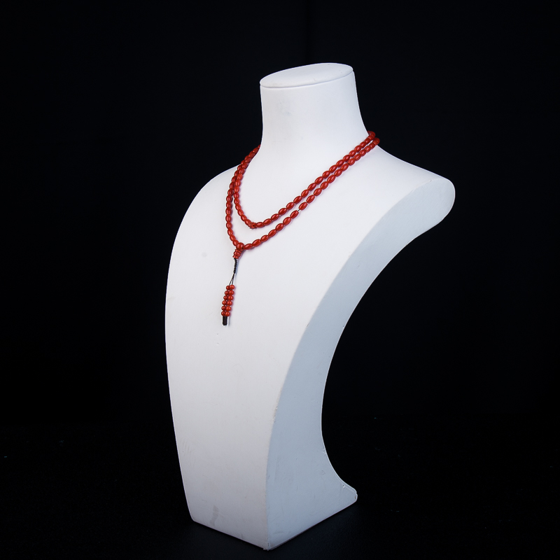 正红珊瑚橄榄珠三圈手串-红掌柜