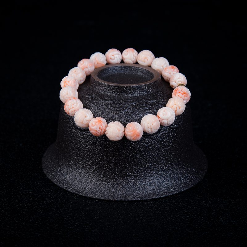 深水珊瑚龙珠单圈手串-红掌柜