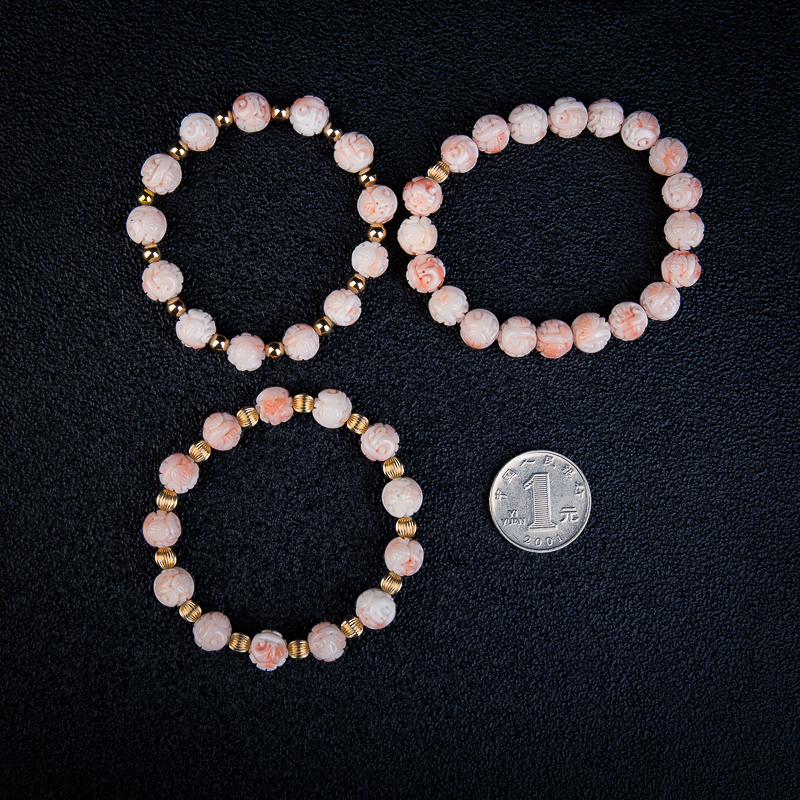 深水粉白色珊瑚手串-红掌柜