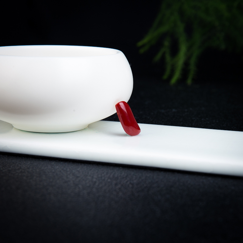 牛血红珊瑚S型戒面-红掌柜