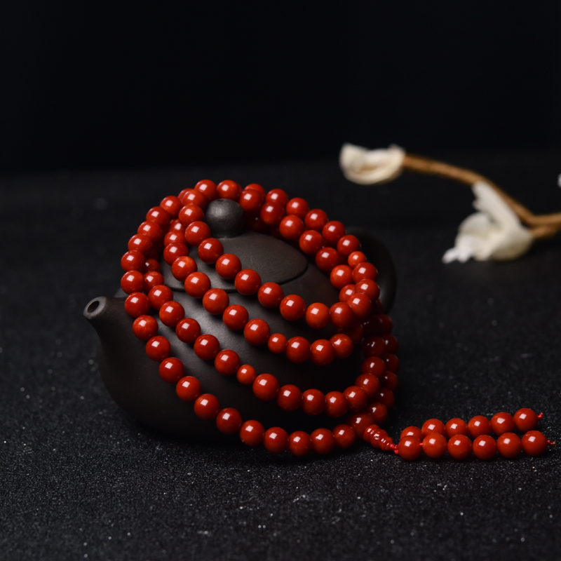 意大利沙丁深红珊瑚108佛珠-红掌柜