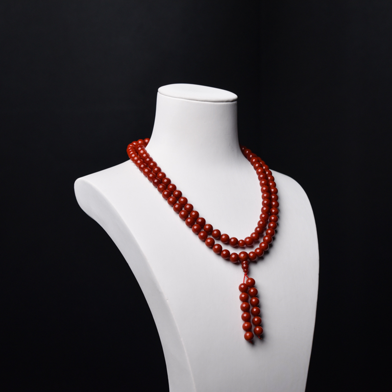 7mm沙丁深红珊瑚佛珠-红掌柜