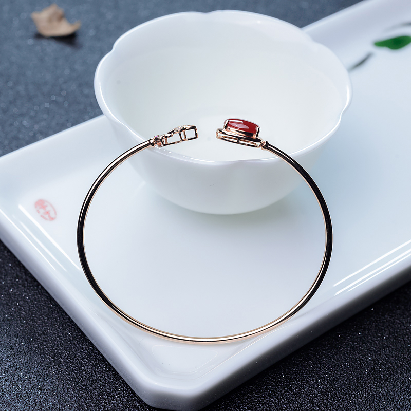 金镶钻阿卡珊瑚手镯-红掌柜