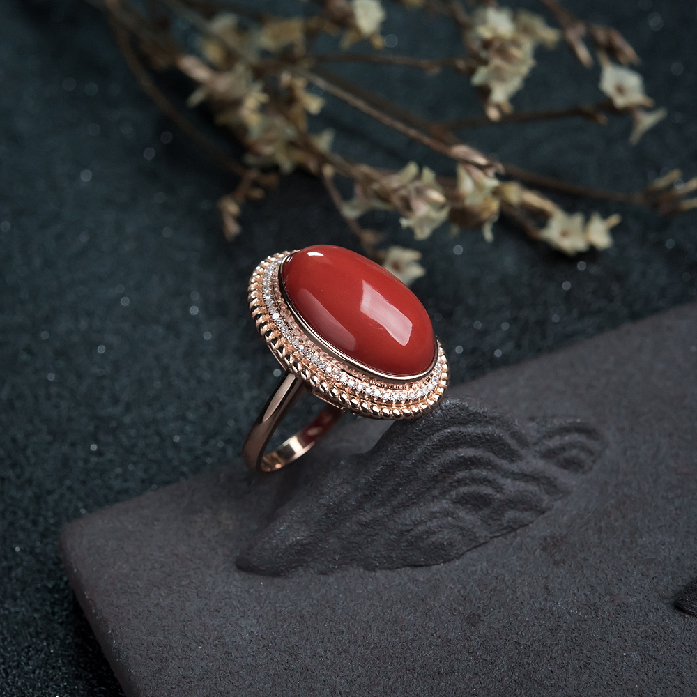 沙丁红珊瑚戒指-红掌柜