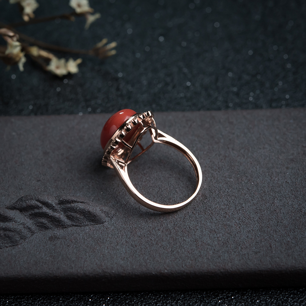 沙丁朱红珊瑚戒指-红掌柜