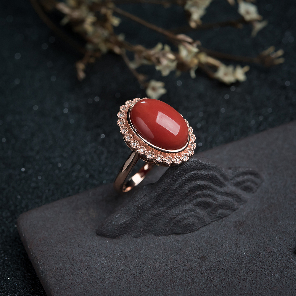 沙丁红珊瑚戒指-红掌柜