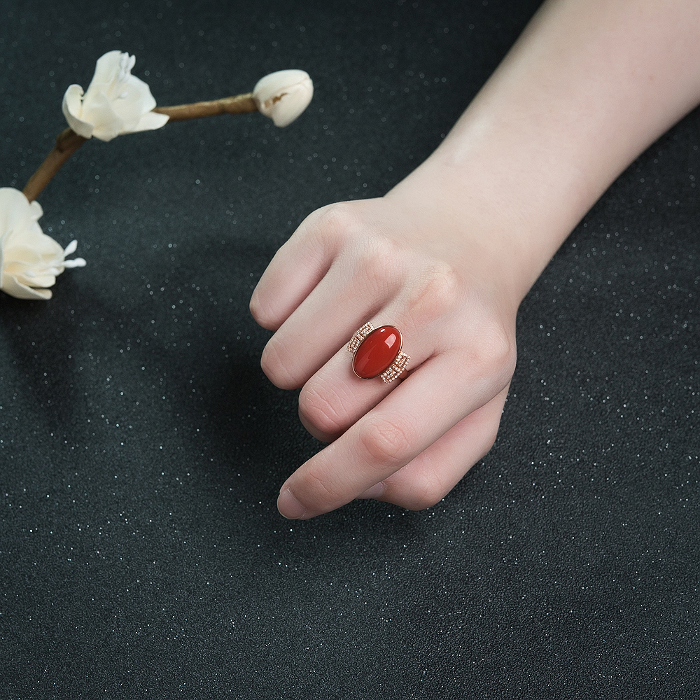 天然红珊瑚戒指-红掌柜