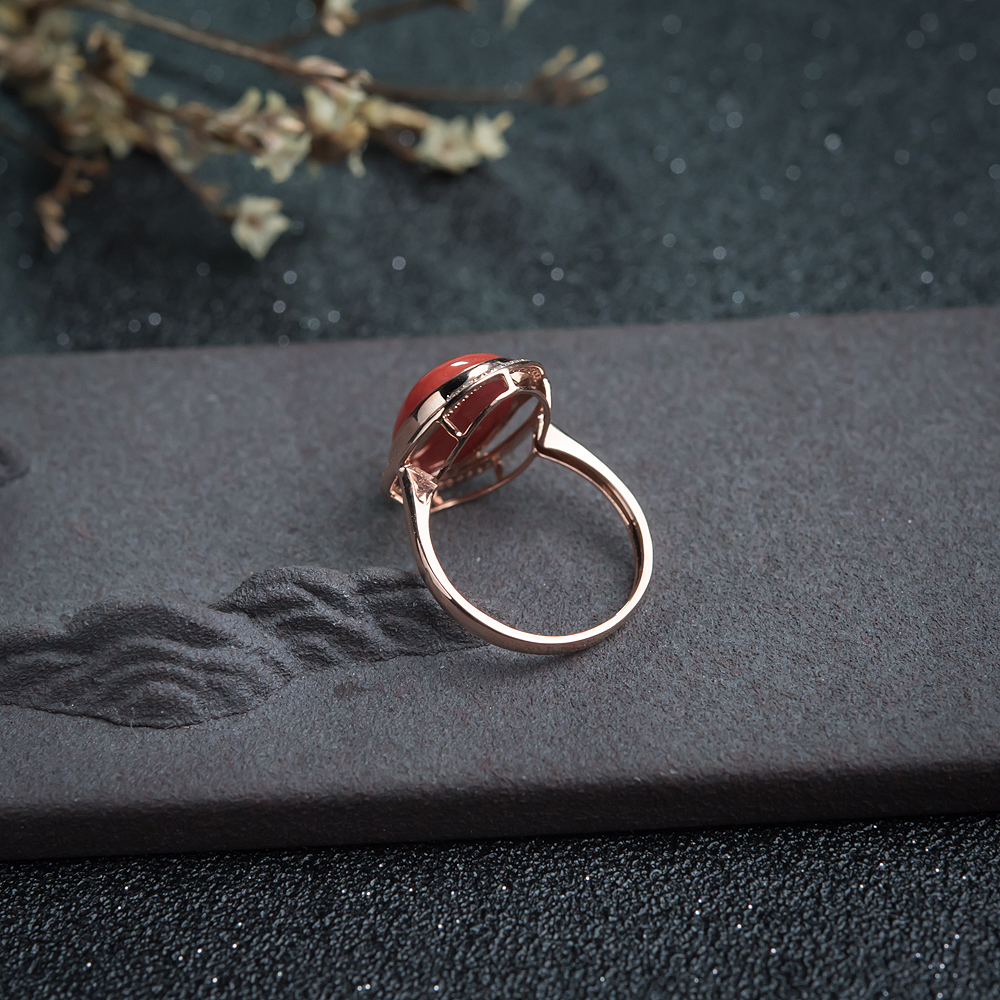 沙丁朱红珊瑚戒指-红掌柜