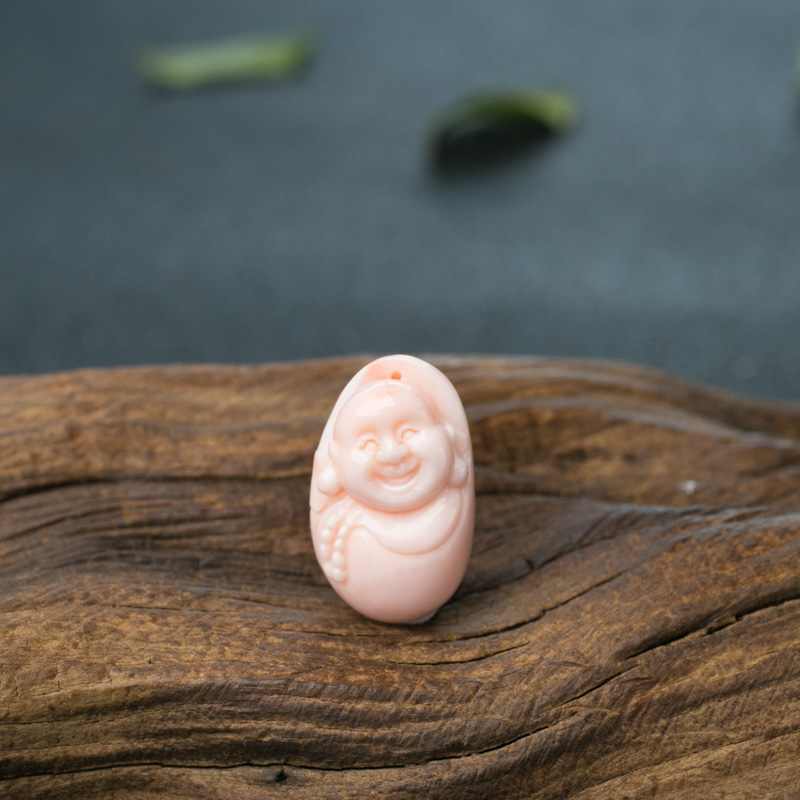 深水珊瑚弥勒佛吊坠-红掌柜