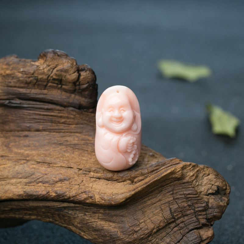 深水珊瑚弥勒佛吊坠-红掌柜