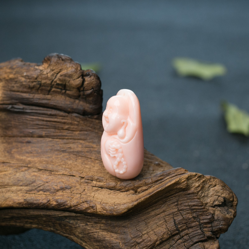 珊瑚弥勒佛吊坠-红掌柜