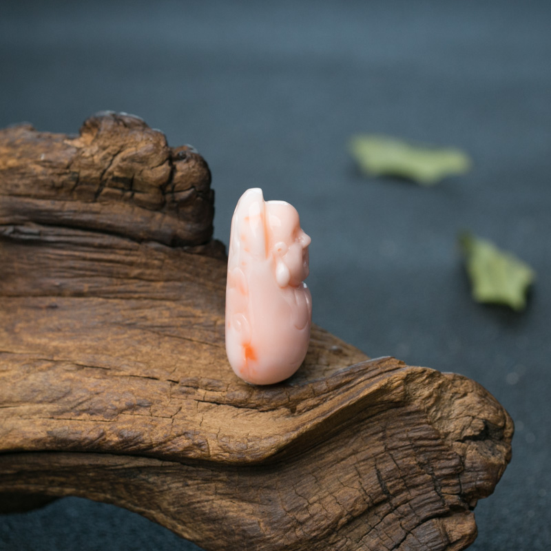 天然深水珊瑚弥勒佛吊坠-红掌柜