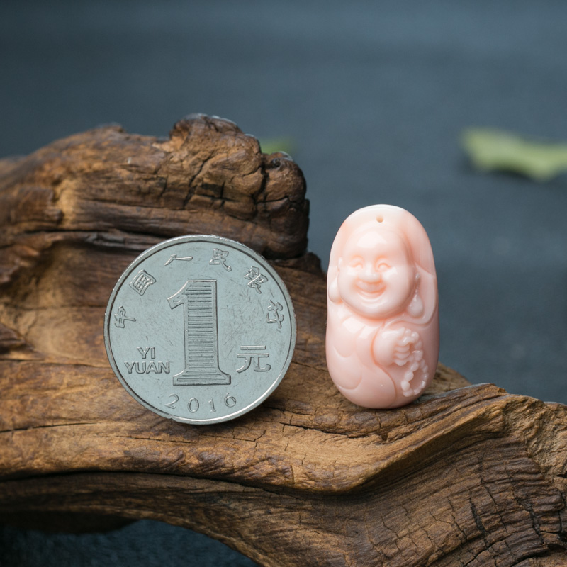 台湾珊瑚弥勒佛吊坠-红掌柜