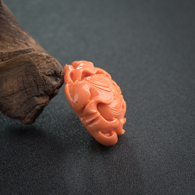 天然珊瑚牡丹花吊坠-红掌柜