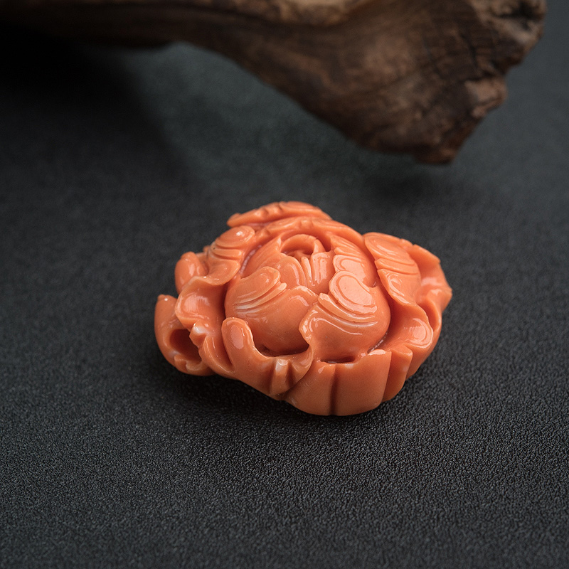 台湾珊瑚牡丹花吊坠-红掌柜