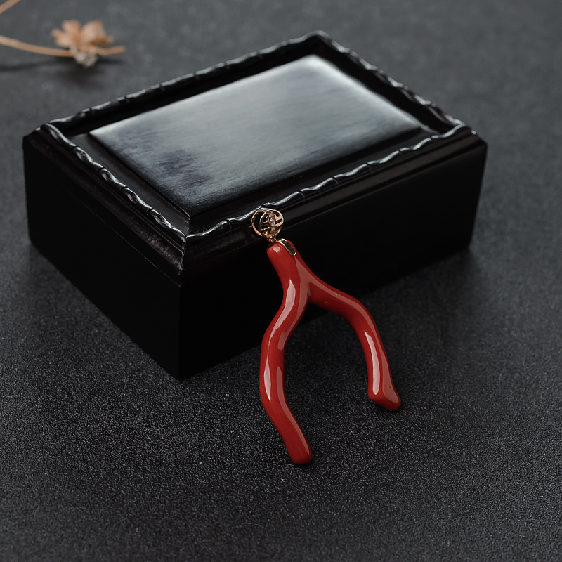 沙丁正红珊瑚吊坠-红掌柜