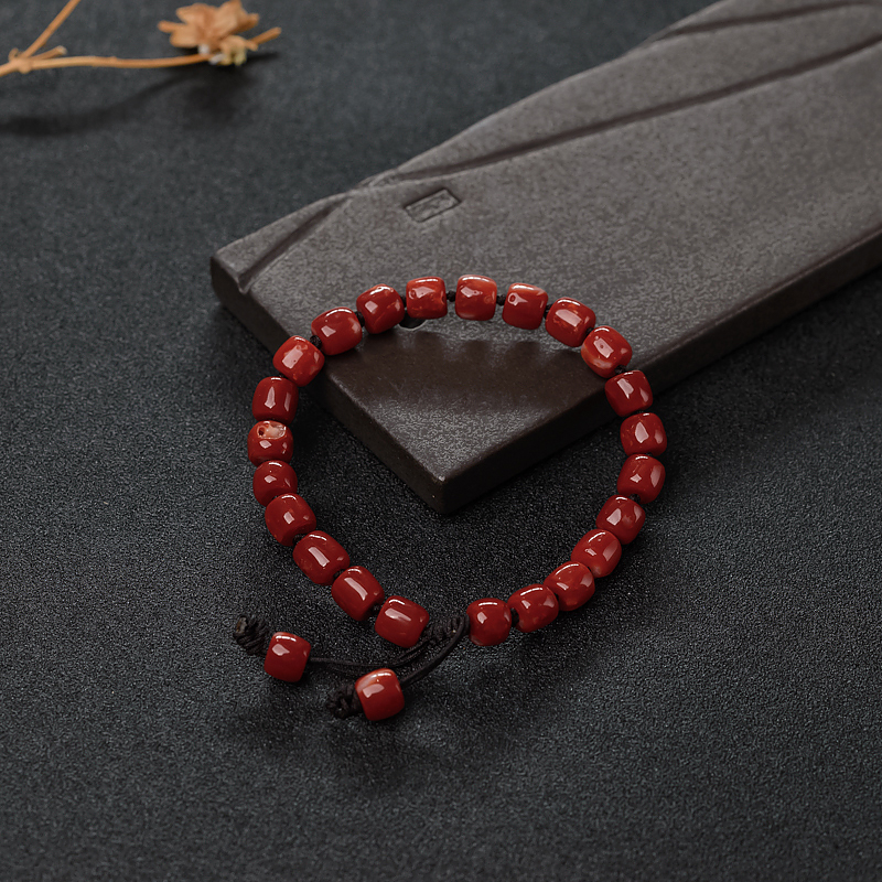 阿卡正红珊瑚桶珠手串-红掌柜