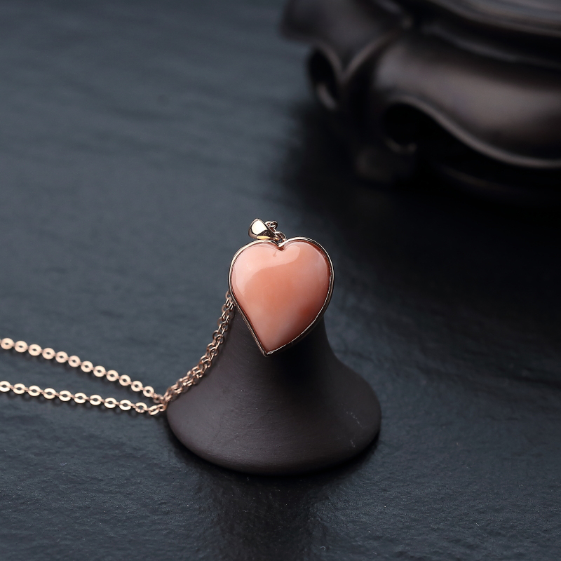 18K金镶天然深水粉红珊瑚锁骨链-红掌柜