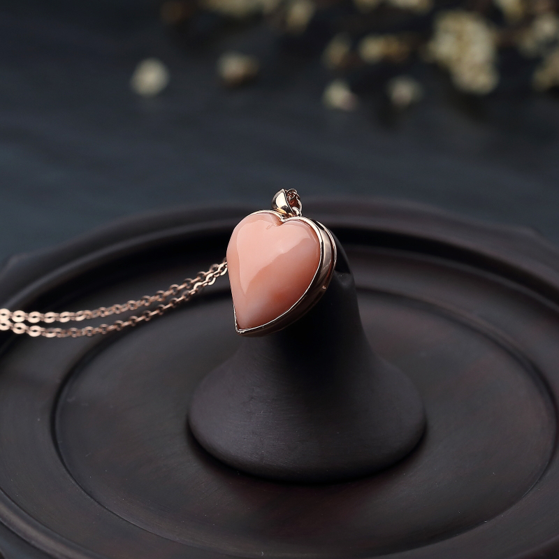 18K金镶深水粉红珊瑚锁骨链-红掌柜