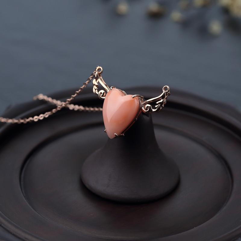 天然深水粉红珊瑚锁骨链-红掌柜