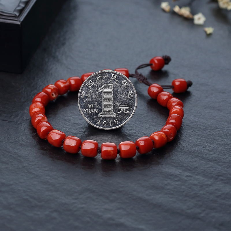 日本阿卡珊瑚桶珠手链-红掌柜