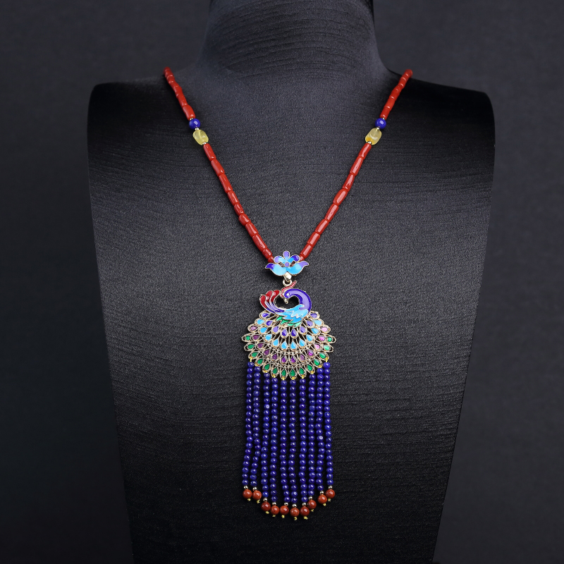 意大利天然沙丁朱红珊瑚毛衣链-红掌柜