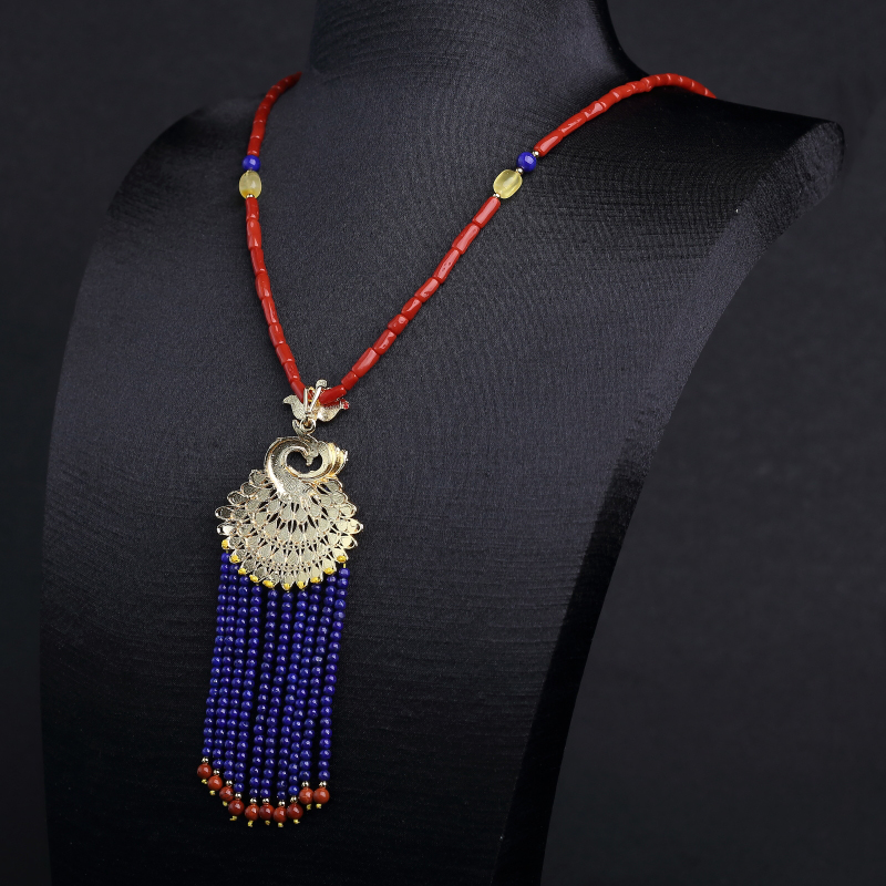 意大利天然朱红珊瑚毛衣链-红掌柜