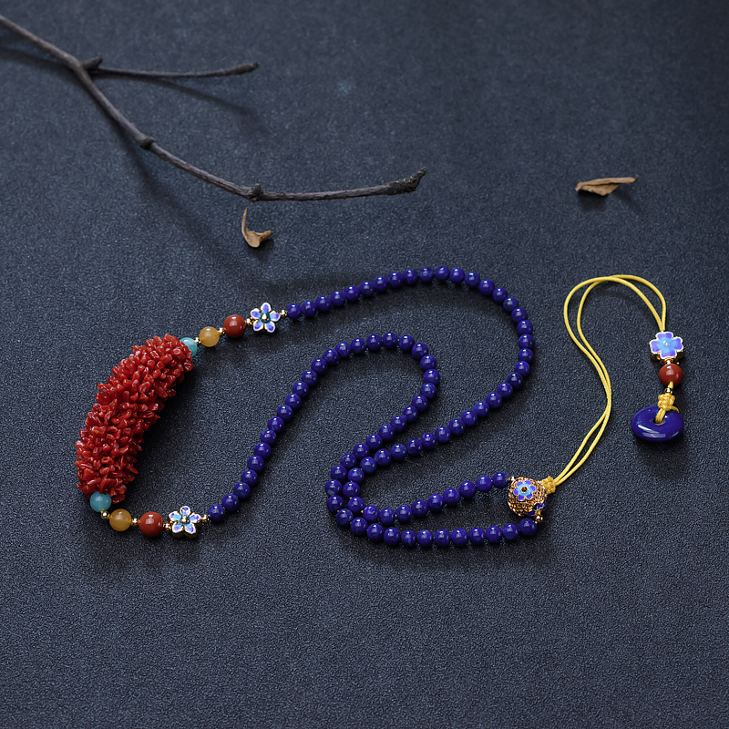 沙丁珊瑚毛毛虫项链-红掌柜