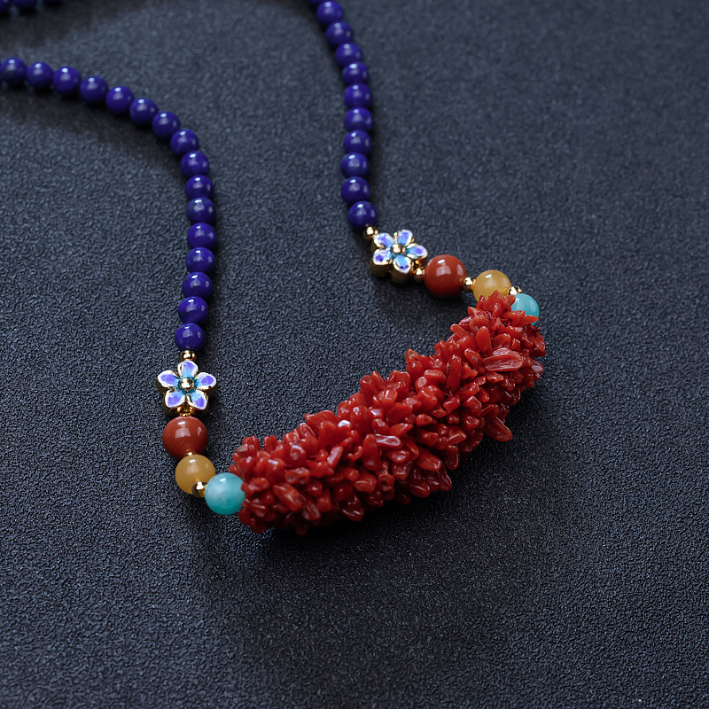 沙丁朱红珊瑚项链-红掌柜