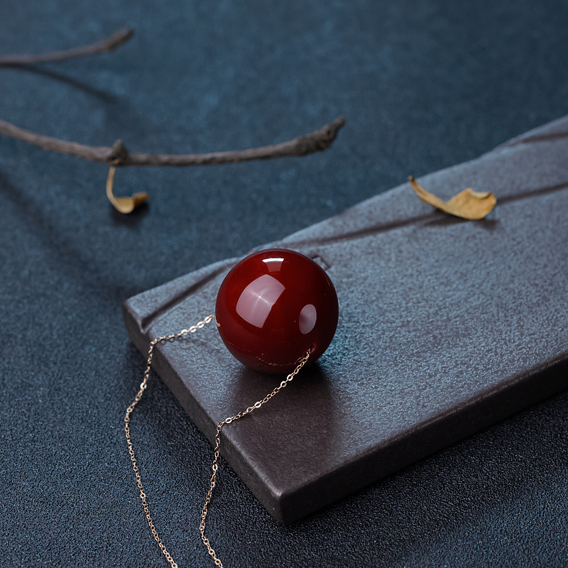 沙丁深红珊瑚吊坠-红掌柜