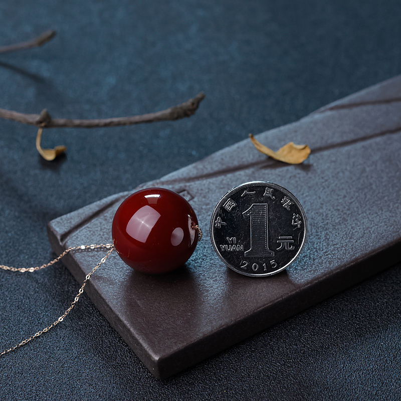 红珊瑚圆珠吊坠-红掌柜