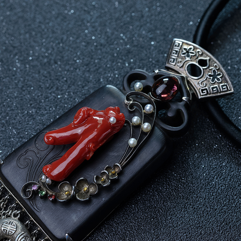 阿卡红珊瑚复古项链-红掌柜