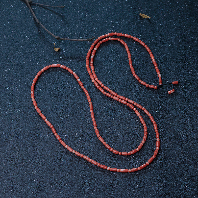 MOMO珊瑚桶珠长链-红掌柜