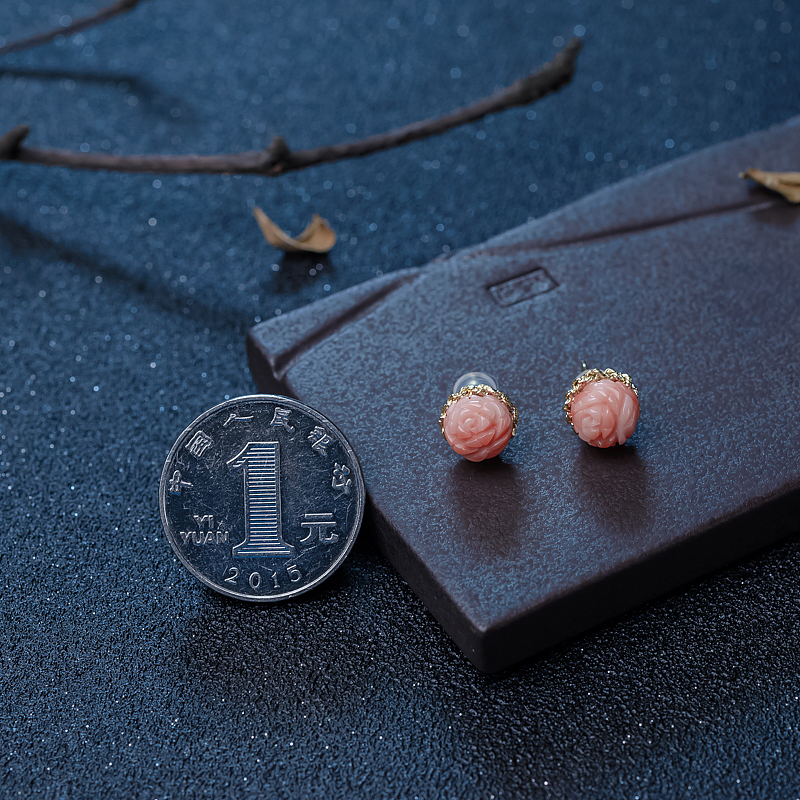 深水红珊瑚耳钉-红掌柜