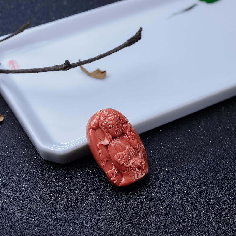 MOMO珊瑚观音吊坠-红掌柜