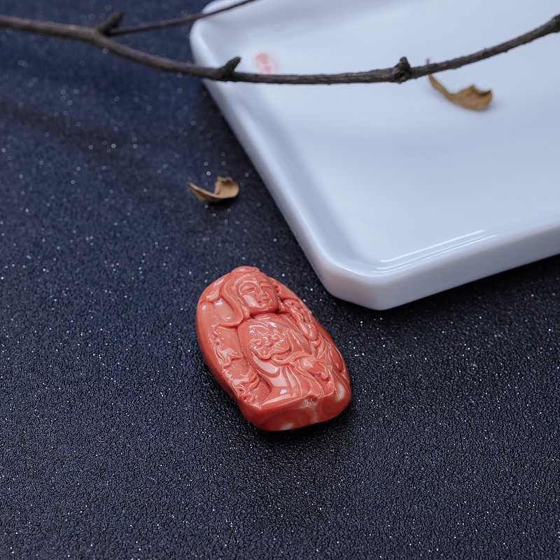 MOMO橘色珊瑚吊坠-红掌柜