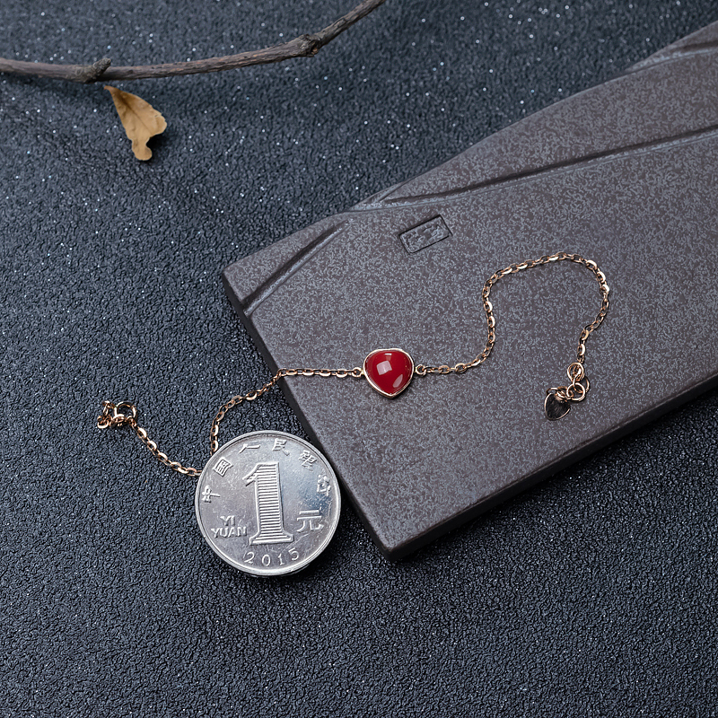 阿卡红珊瑚心形手链-红掌柜