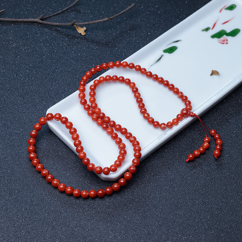 7mm阿卡珊瑚108佛珠-红掌柜