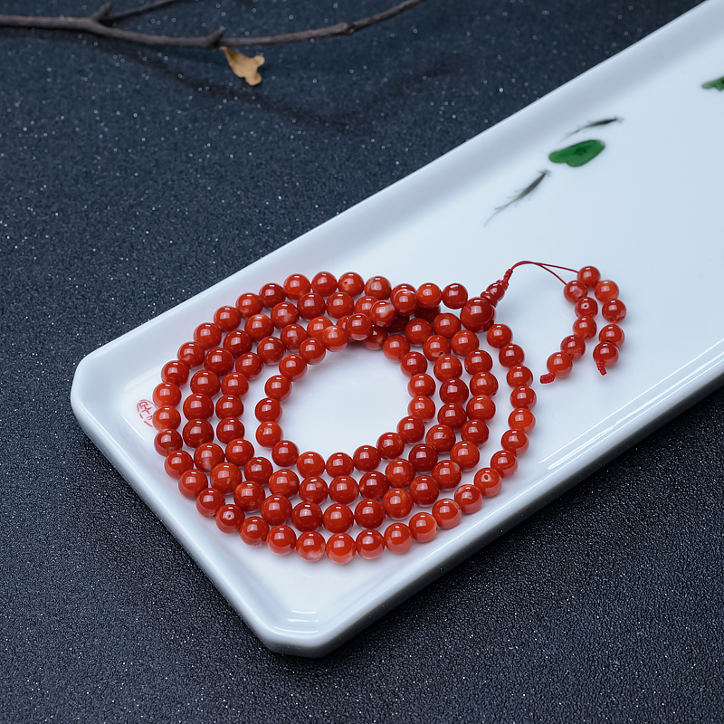 正红珊瑚108佛珠-红掌柜