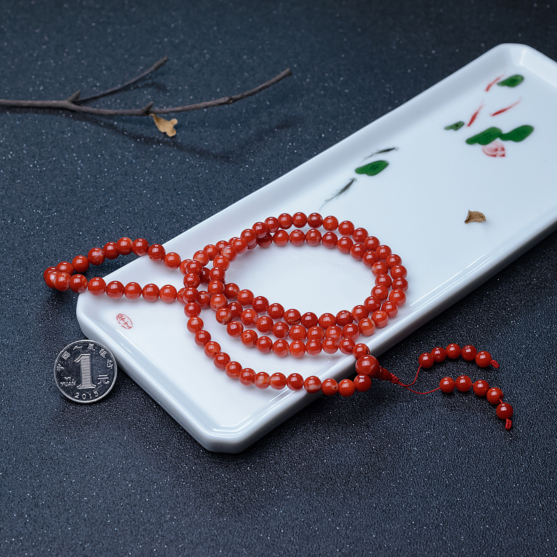 阿卡正红珊瑚佛珠-红掌柜