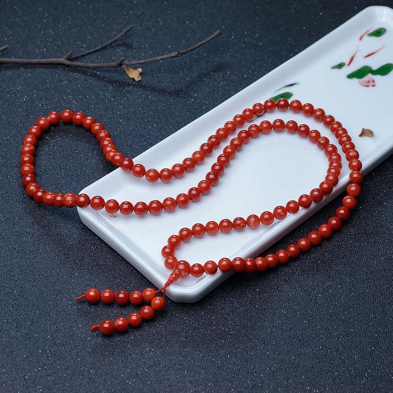 8mm正红珊瑚108佛珠-红掌柜