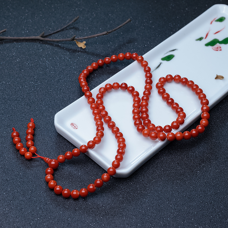 8mm阿卡珊瑚108佛珠-红掌柜