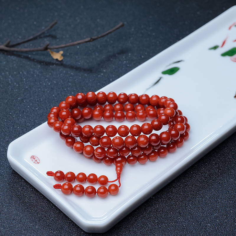 阿卡正红珊瑚108佛珠-红掌柜