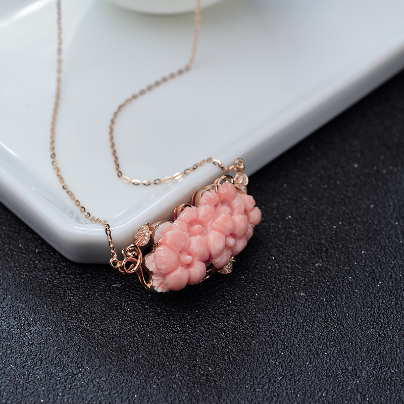 MISU粉红珊瑚花锁骨链-红掌柜