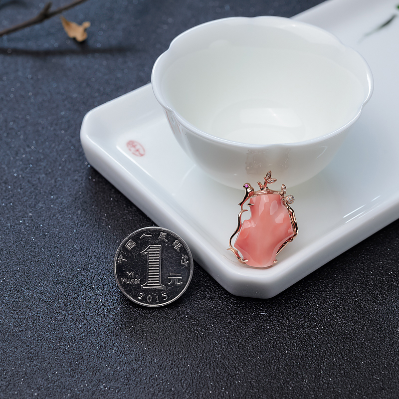 台湾MISU粉红珊瑚吊坠-红掌柜