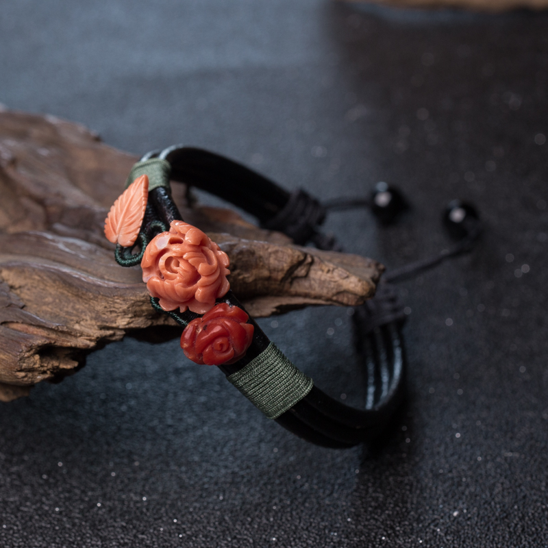 天然MOMO珊瑚花手链-红掌柜