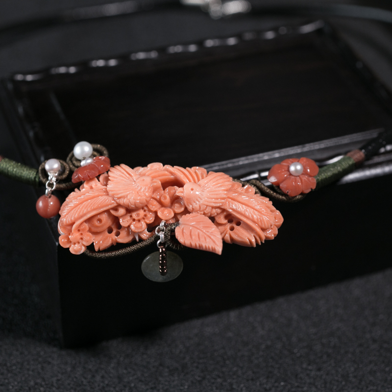 台湾天然MOMO珊瑚项链-红掌柜