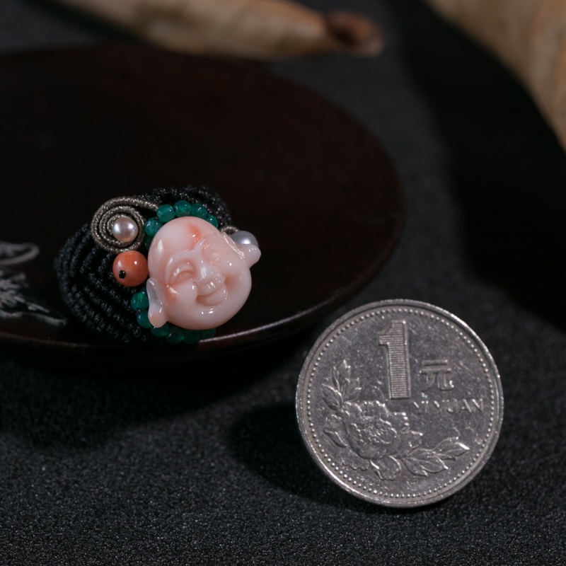 深水珊瑚佛头戒指-红掌柜