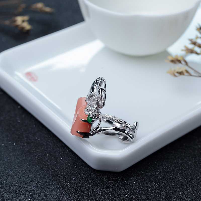 天然珊瑚戒指-红掌柜